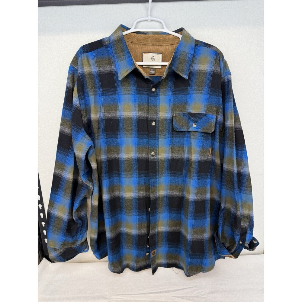 Legendary Whitetails Men's Blue Brown‎ Plaid Buck Camp Flannel Shirt Size XL